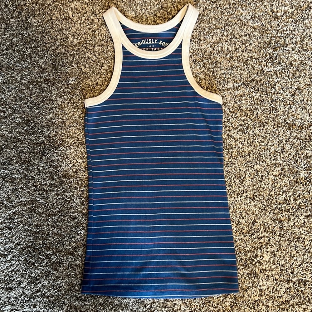 Red, white, and blue striped tank top